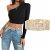 XZQTIVE Xzqtive Women Crystal Belt Rhinestone Shiny Diamond Bling Glitter Chain Waist Belt For Jeans Dresses Pants Silver Gold | Belts