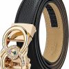 VANNANBA Vannanba Fashion Womens Designer Belts, Holeless Leather Ratchet Belt For Jeans Pants With Gold Silver Buckle | Belts