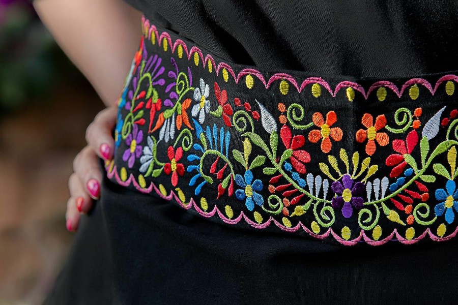 cuitaxi Cuitaxi Traditional Embroidered Mexican Belt For Women Adjustable - Cinturones De Mujer Bordados Hecho En Mexico - Mexican Belt Sash - Women'S Belt Embroidered | Belts