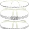 Hiceeden Hiceeden 3 Pieces Rhinestone Bridal Belt, Silver Crystal Bridal Sash With White Ribbon Wedding Dresses Belt For Women, Bride, Bridesmaids, Gown, Party, Prom | Belts