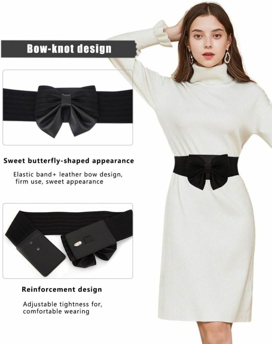 YALEMEI Yalemei Women Cute Bow Wide Elastic Waist Belt - Adorable Dress Accessory (Xl) | Belts