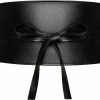 Hitele Wide Obi Belts For Women Faux Leather Black Thick Belt Lace Up Wrap Waistband L (Ferrous) | Belts