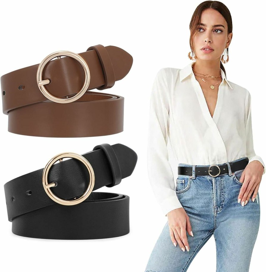 SUOSDEY Suosdey Women Leather Belts,Plus Size Fashion Soft Faux Leather Jeans Belts With O-Ring Buckle | Belts