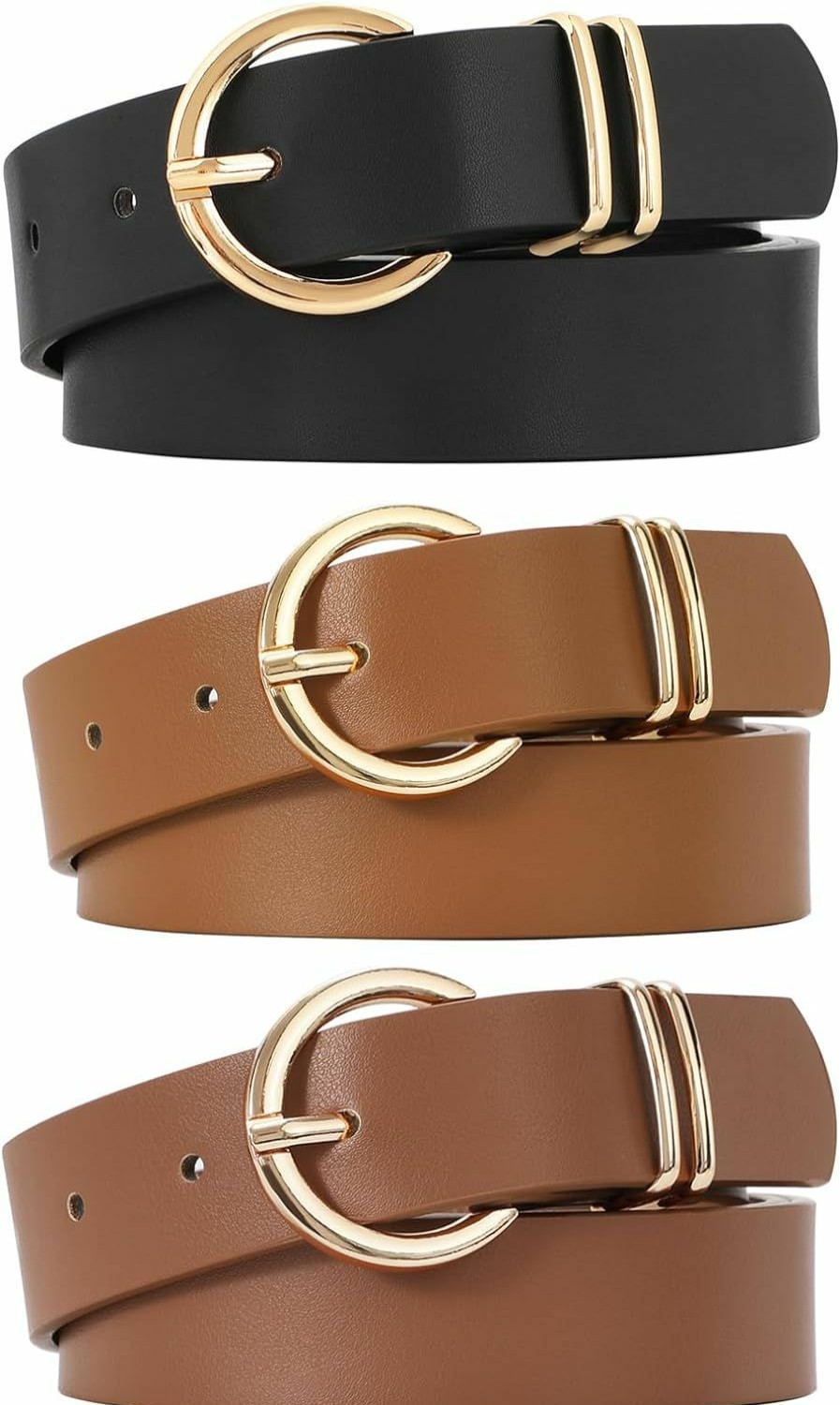 VONMELLI Vonmelli 3 Pack Women'S Belts For Jeans Pants Fashion Gold Buckle Ladies Dress Belt | Belts