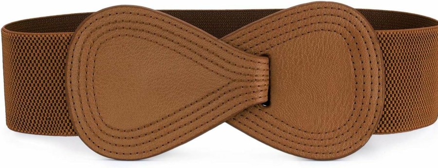 Allegra K Allegra K Interlock Buckle 8-Shaped Faux Leather Elastic Belt Cinch Waistband For Lady | Belts