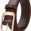 XZQTIVE Xzqtive Women Leather Belts For Jeans Pants, Black/Brown Waist Dress Belts With Gold/Silver Buckles, Fit Sizes S To Xl | Belts