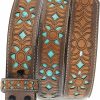 TOPACC Topacc Western Belts For Women Without Buckle Turquoise Flower Engraved Leather Belt Strap Cowboy Cowgirl Country Belt For Jeans Pants 1.5\" | Belts