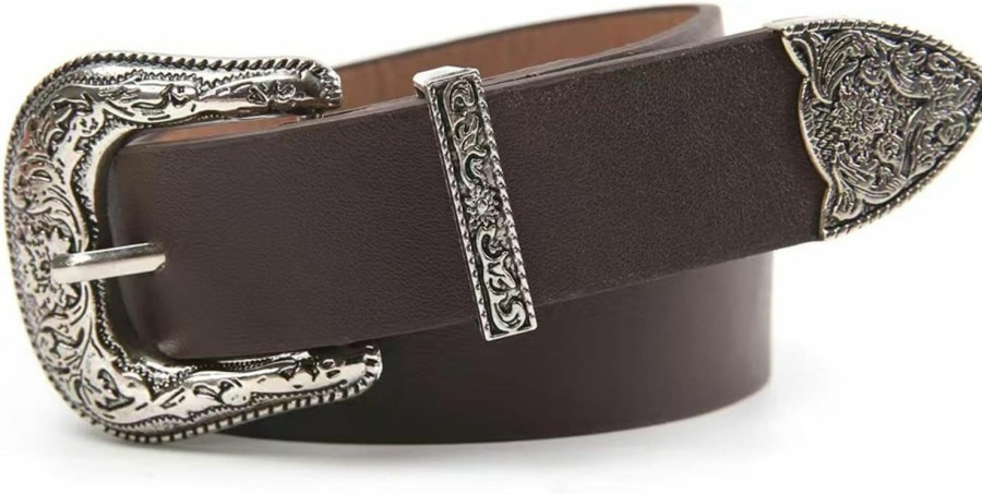 Y2KFASHN Y2Kfashn Leather Western Belts For Women,Ladies Cowgirl Belts Country Belts With Buckle Cowboy Vintage Belts | Belts