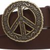 beltiscool 1 1/2" Snap On Belt With Round Perforated Floral Engraving Peace Sign Belt Buckle | Belts