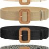 VONMELLI Vonmelli 4 Pack Straw Woven Elastic Stretch Waist Belt Fashion Boho Dress Braided Belts For Women | Belts