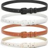 WHIPPY Whippy Set Of 4 Women Skinny Leather Belt Thin Waist Belt With Metal Buckle For Pants Jeans Dresses | Belts