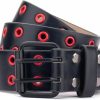 MINGSUN Double Grommet Belt Pu Leather Belt - Studded Belt Women Men Punk Waist Belt Black Hole Belt Goth Belt | Belts