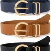 VONMELLI Vonmelli 3 Pack Women'S Leather Belts For Jeans Dresses Ladies Waist Belt With Fashion Gold Buckle | Belts