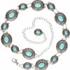 beltiscool Women'S Western Oval Concho Turquoise Stone Chain Belt | Belts