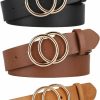 UnFader Unfader Pack 2 Women Belts For Jeans With Fashion Double O-Ring Buckle And Faux Leather | Belts