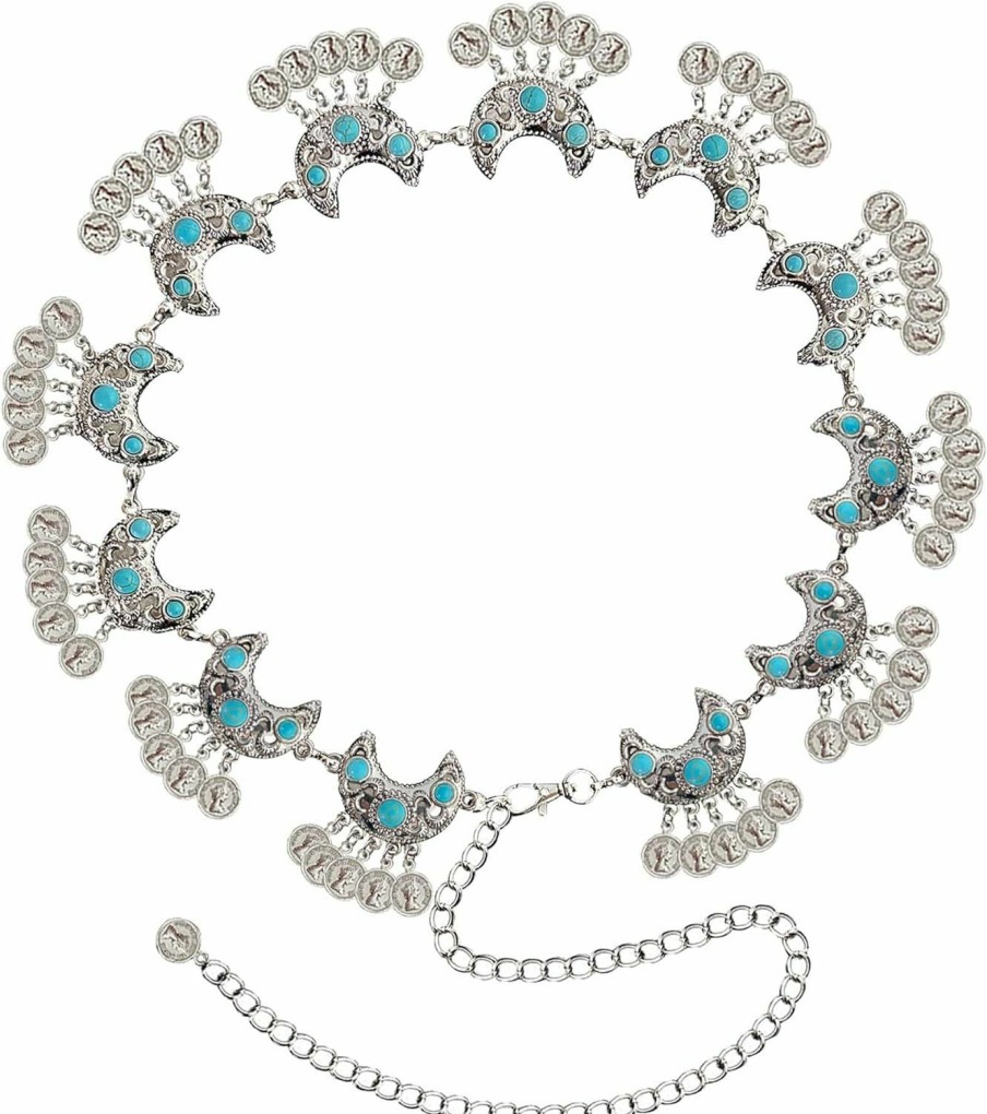 TOPACC Topacc Metal Concho Belts For Women Western Cowgirl Turquoise Boho Chain Belts For Dress Jeans | Belts