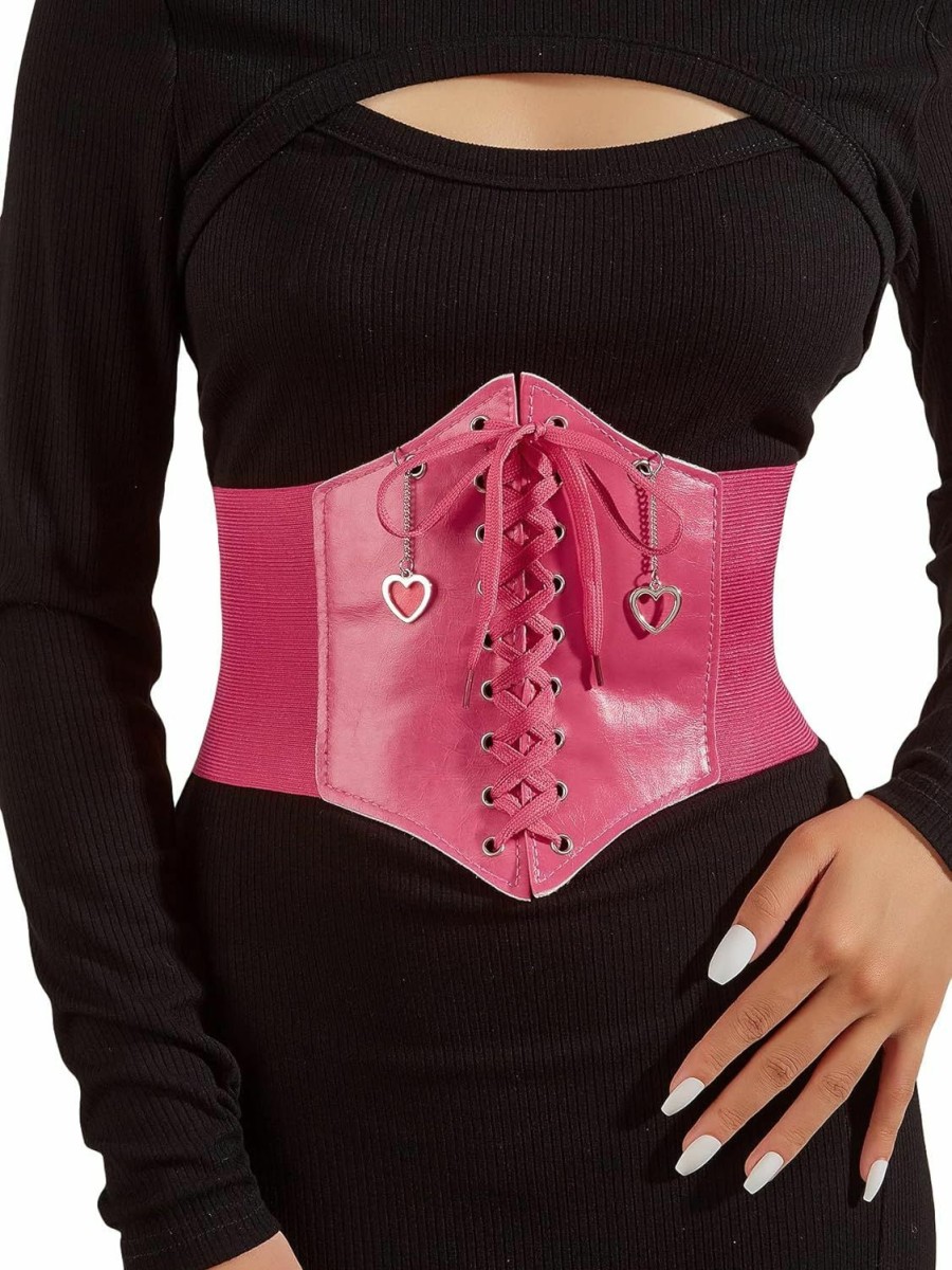 Verdusa Verdusa Women'S Costume Belt Vintage Lace Up Wide Waistband Pu Leather Punk Corset | Belts