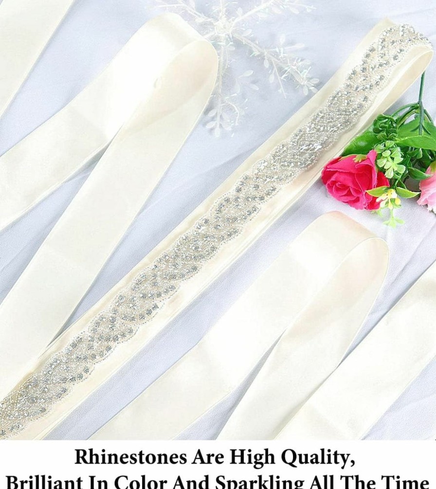 DUOBAO Wedding Belt Rhinestone Applique Crystal Rhinestone Trim 1 Yard Wedding Dress Belt Girls Beaded Sash Belt | Belts