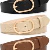 XZQTIVE Xzqtive 3 Pack Plus Size Women'S Leather Belts For Jeans Pants Dress Fashion Gold Buckle Ladies Waist Belt | Belts