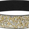 YooAi Rhinestone Elastic Pu Leather Belt Shiny Crystal Stretch Waist Belt Wide Waist Band For Women Dress | Belts