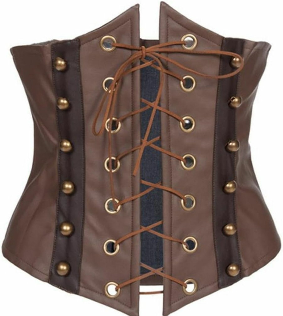 Alivila.Y Fashion Alivila.Y Fashion Women'S Faux Leather Rivet Steampunk Retro Boned Wide Corset Belt | Belts