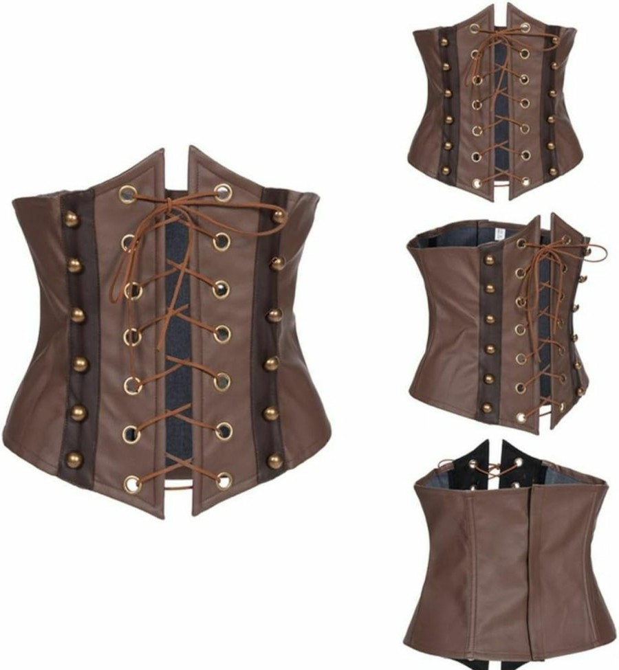 Alivila.Y Fashion Alivila.Y Fashion Women'S Faux Leather Rivet Steampunk Retro Boned Wide Corset Belt | Belts