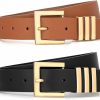 WHIPPY Whippy 2 Pack Women'S Leather Belts Fashion Square Gold Buckle Ladies Belt For Jeans Pants Dress | Belts