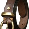 TYWestyles Womens Belt For Jeans Genuine Leather Belt Vintage Solid Brass Circle Buckle Gift Box Packaging | Belts