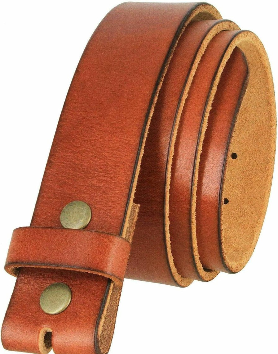 Belts.com Bs040 One Piece Genuine Full Grain Leather 1-1/2" Wide Replacement Belt Strap With Snaps On For Women | Belts