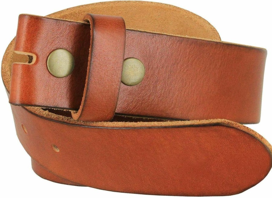 Belts.com Bs040 One Piece Genuine Full Grain Leather 1-1/2" Wide Replacement Belt Strap With Snaps On For Women | Belts