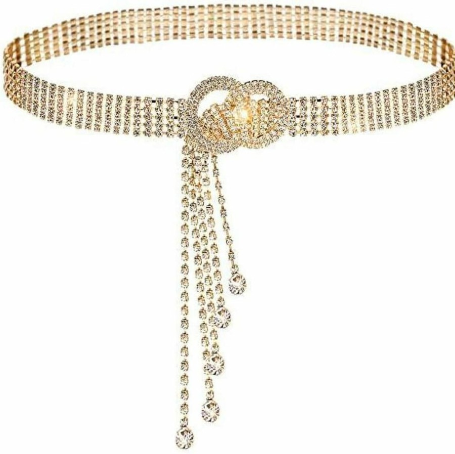 HappyERA Happyera Women Crystal Waist Belt Chain With Rhinestone Tassel Waistband | Belts