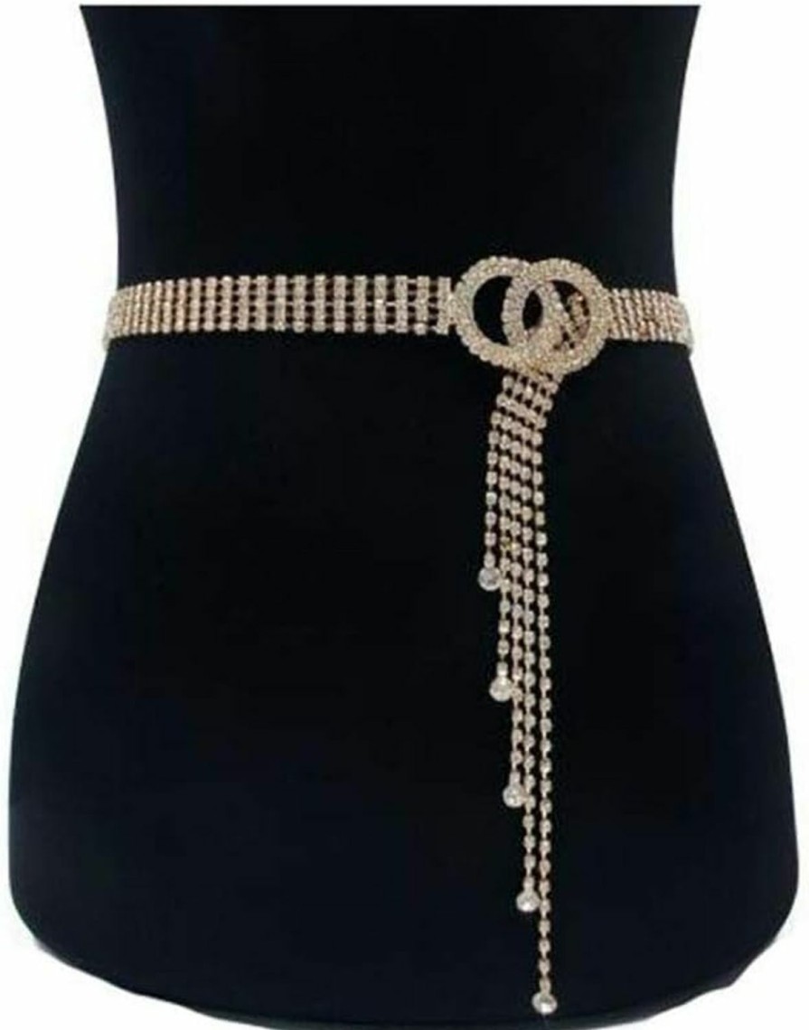 HappyERA Happyera Women Crystal Waist Belt Chain With Rhinestone Tassel Waistband | Belts