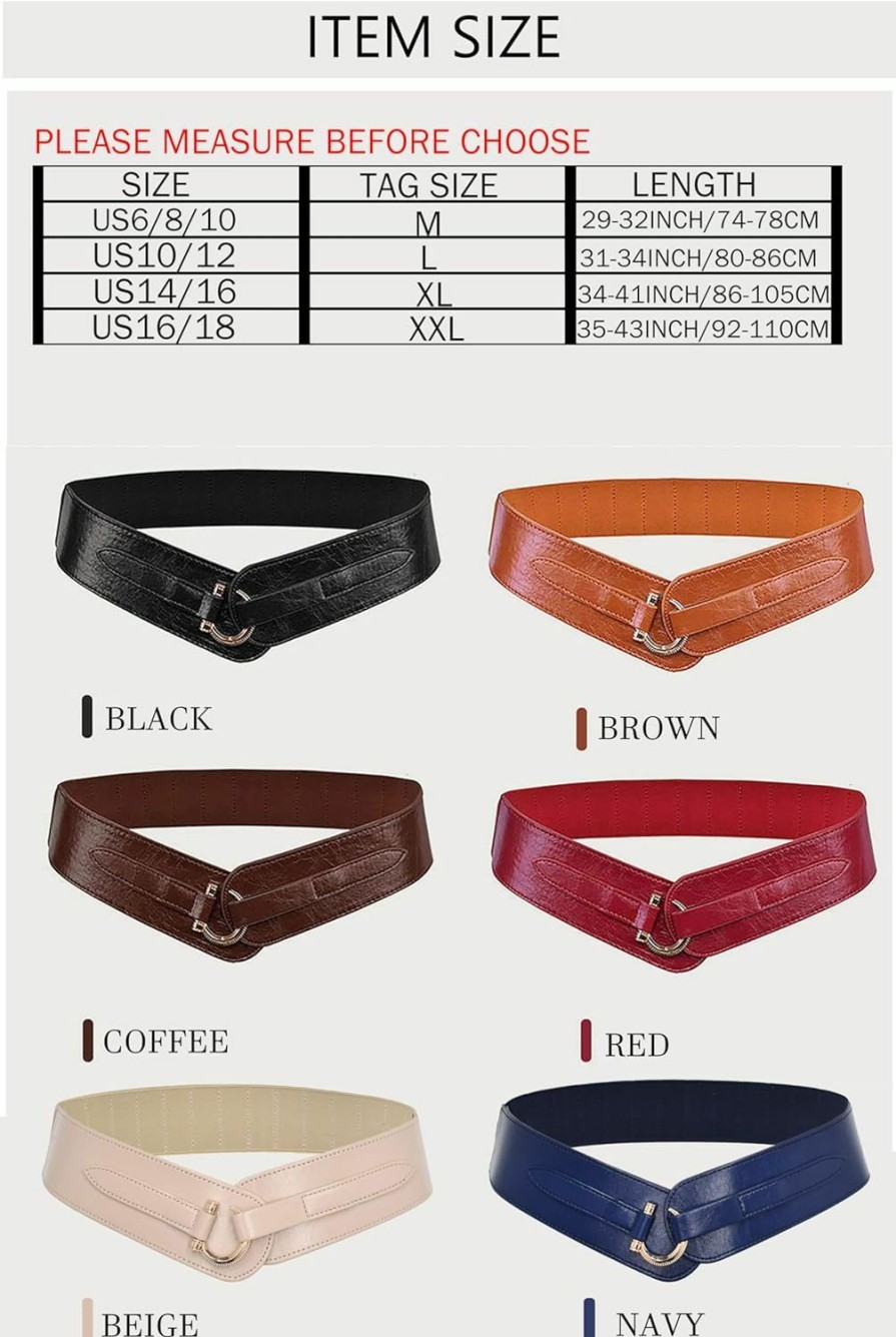 TeeYee Teeyee Leather Belts Elastic Renaissance Waist Stretch Retro Belt Vintage Fashion Medieval Fashion Hook Belt | Belts