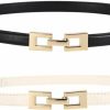 ALAIX Alaix 2Pack Skinny Leather Belts For Women Dress Belts Thin Waist Belt With Gold Buckle Adjustable Women'S Belt | Belts