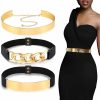 TOSGMY Tosgmy 3 Pieces Gold Metal Belt For Women Elastic Metal Waist Strap Stretch Belt For Women Gold Belt Adjustable Waistband | Belts