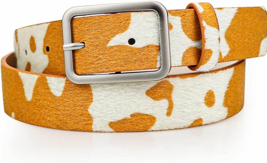 FERCAISH Fercaish Waist Belts For Women Fashion Animal Print Leather Belt Cow Print Belt | Belts