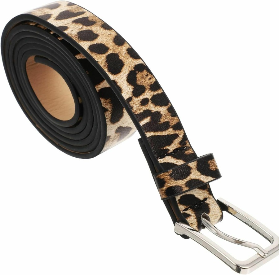 Abaodam Abaodam Designer Belt Designer Belt Faux Pu Leather Belt Leopard Style Womens Waist Belt Artificial Horse Hair Belts With Alloy Buckle (Light Brown) Leopard Belt Leopard Belt | Belts