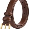 LXRAINQI Women'S 23 Mm Thin Leather Belt For Jeans Pants Dresses Brown Fashion Ladies Waist Belt With Gold Buckle | Belts