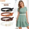 WHIPPY Whippy Set Of 4 Women Skinny Leather Belt Thin Waist Belt With Metal Buckle For Pants Jeans Dresses | Belts