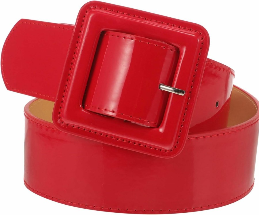 GALPADA Galpada Genuine Leather Belt: Retro Wide Patent Leather Belt With Square Buckle, Wide High Waist Belt For Women Jeans Dress | Belts