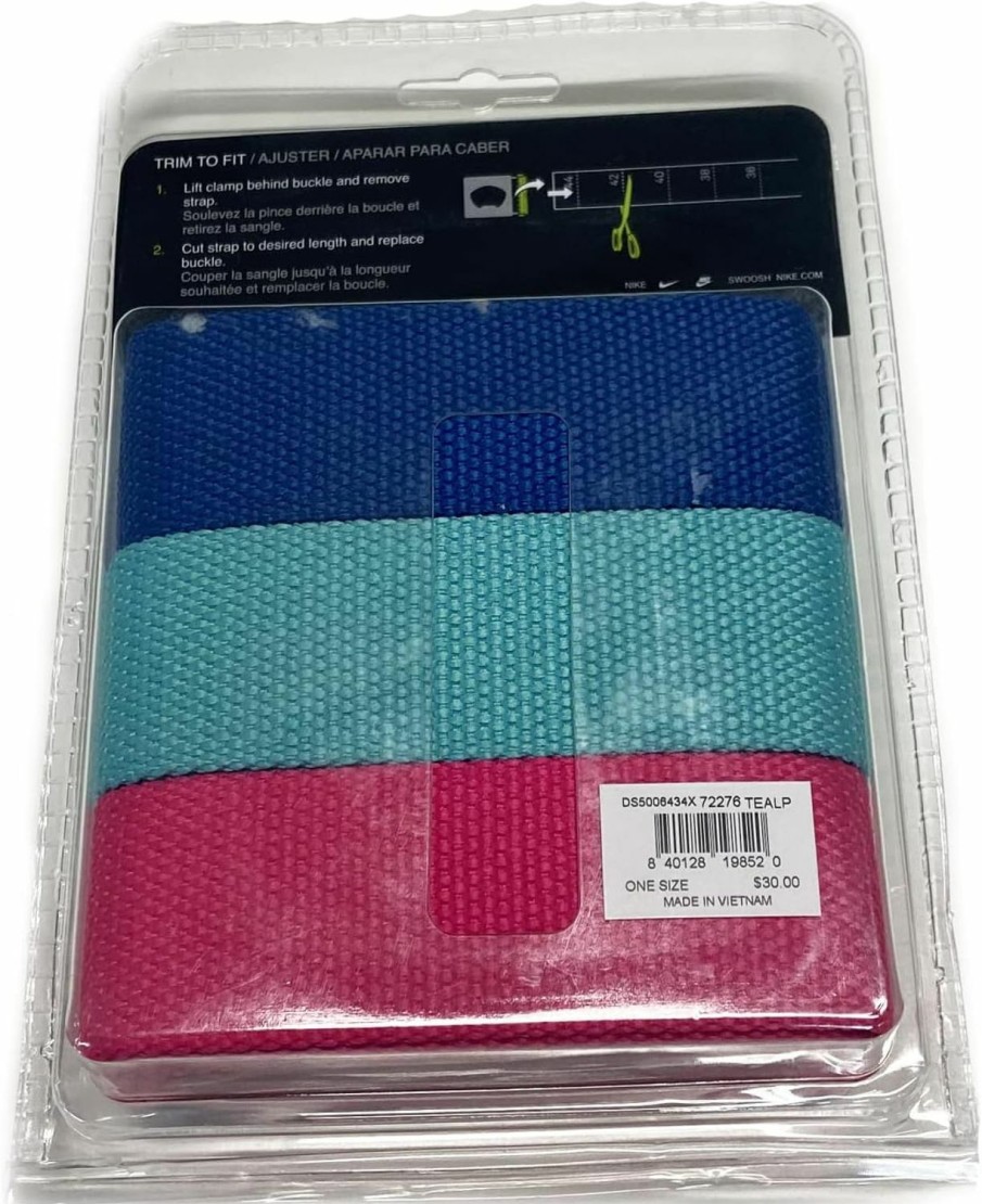 Nike Nike New 3-In-1 Blue/Teal/Pink Golf Web Belt Pack Cut-To-Length Osfm | Belts