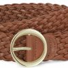 LEACOOLKEY Leacoolkey Women Braided Leather Belt With Gold Buckle Woven Waist Belt For Jeans Dress | Belts