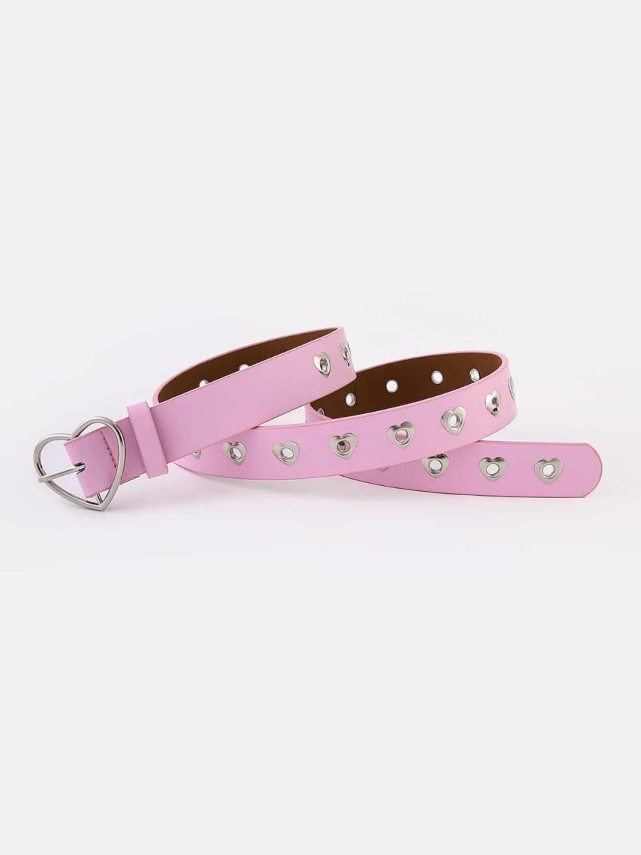 OYOANGLE Oyoangle Women'S Cute Hollow Heart Buckle Belt Pu Leather Belts Casual Jeans Belt Ladies Belt | Belts