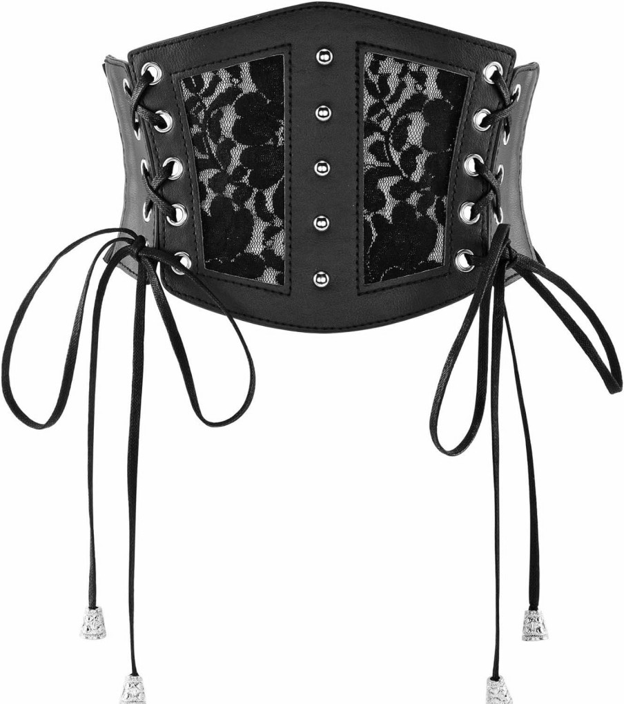 Ayliss Ayliss Women Corset Waist Belt Lace-Up Cinch Belt Tied Corset Elastic Wide Waist Dress Belt Gothic Halloween Costume | Belts