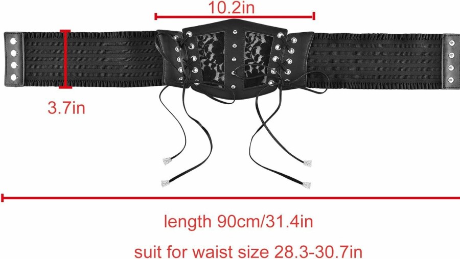 Ayliss Ayliss Women Corset Waist Belt Lace-Up Cinch Belt Tied Corset Elastic Wide Waist Dress Belt Gothic Halloween Costume | Belts