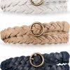 SATINIOR Satinior 3 Pcs Women'S Braided Leather Belt Skinny Woven Braided Belt O Ring Buckle Leather Belt For Dress Jean Skirt Pant | Belts