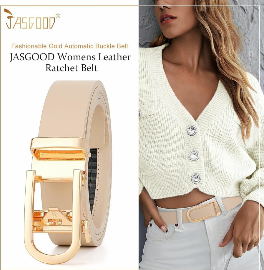 JASGOOD Jasgood Ratchet Leather Belt For Women Ladies Ratchet Belt For Jeans Pants Dresses With Gold Buckle | Belts