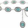 ELABEST Elabest Turquoise Chain Belt Silver Concho Belt Cowgirl Cowboy Western Waist Chain For Women And Men | Belts