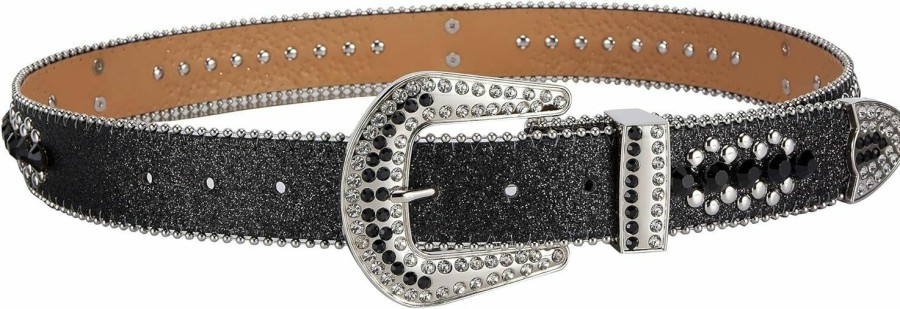 Generic Rhinestone Faux Leather Belt Men & Women Western Cowgirl Cowboy Bling Studded Design Diamond Fashion Belt For Jeans | Belts