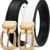 CHAOREN CR Cr Reversible Belt For Women - Womens Leather Belt With Rotated Gold Buckle - 1.1" Width Casual Womens Belts For Jeans Pants | Belts